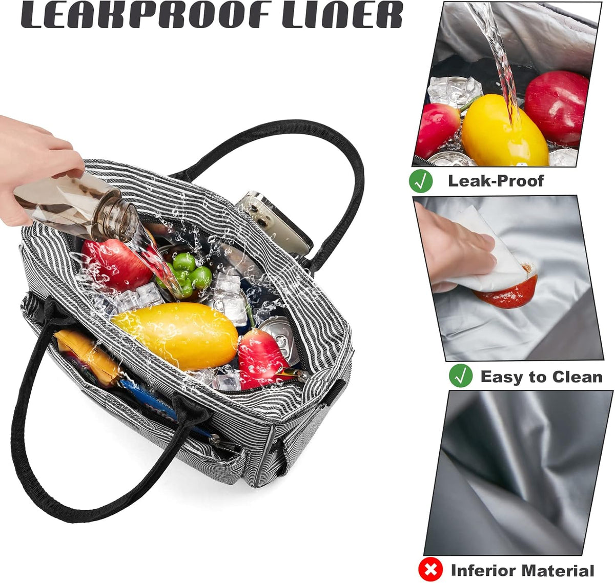 Lunch Bag for Women, Insulated Lunch Box for Work, Large Leakproof Cooler Purse with Side Pockets & Removable Shoulder Strap Women's Lunch Tote Bag for Picnic Work Beach Cute Lunch Bags (Heart) - PuriLite