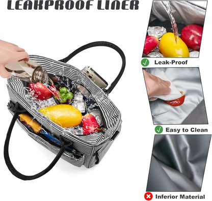 Lunch Bag for Women, Insulated Lunch Box for Work, Large Leakproof Cooler Purse with Side Pockets & Removable Shoulder Strap Women's Lunch Tote Bag for Picnic Work Beach Cute Lunch Bags (Heart) - PuriLite