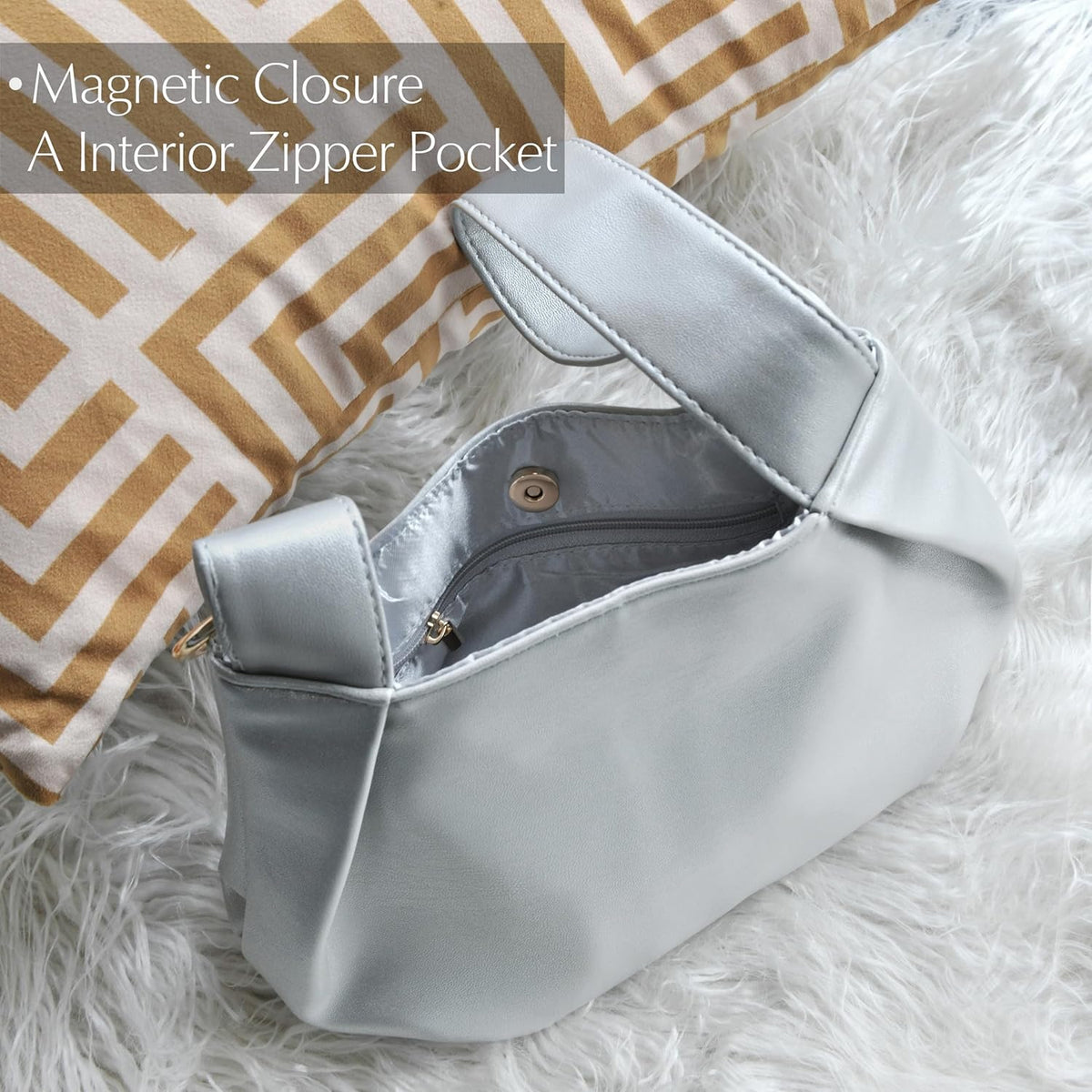 Women's Clutch Soft Vegan Leather Hobo Top Handle Bag Small Tote Purse - PuriLite