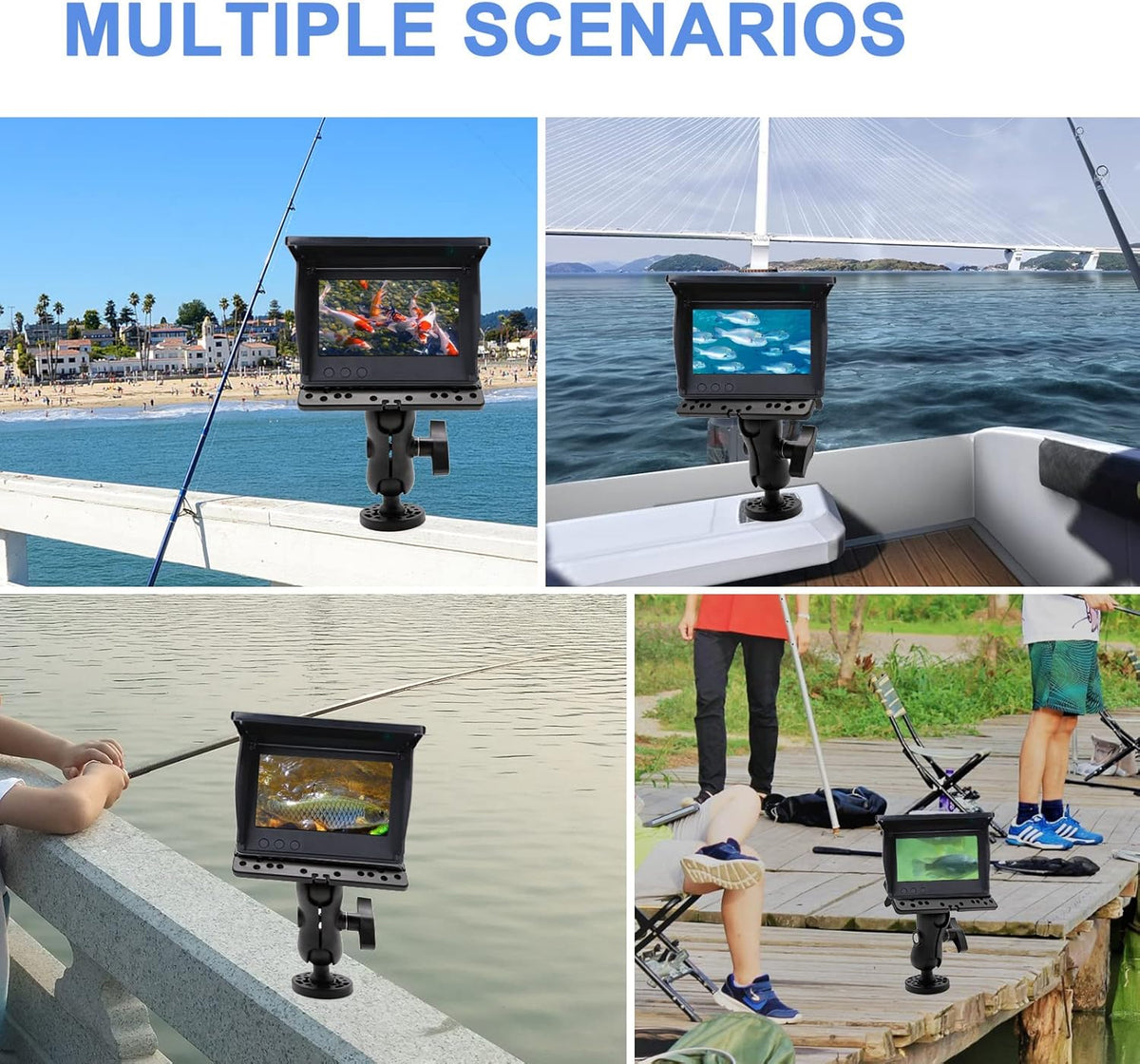 MDEOOSKY Fish Finder Mount Base, Bracket, Mounting Plate - Medium Arm Marine Electronic Mount, Adjustable Rack Replacement for Garmin GPSMAP Striker 5 Plus 5cv - PuriLite