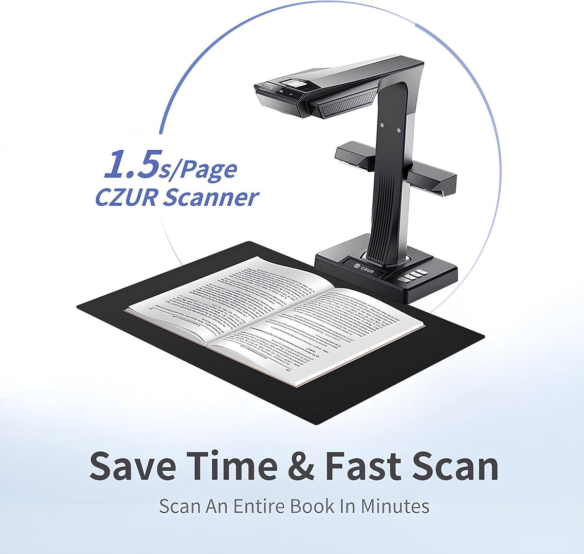 Czur' ET25 Pro Professional Book Scanner, 25MP Document Camera, A3 Overhead Document Scanner, 180+ Languages OCR, Hi-Speed DDR, Support HDMI, USB 2.0, for Windows/MacOS/Linux - PuriLite