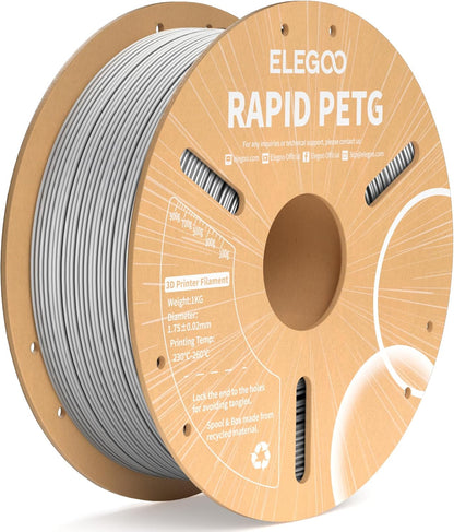 ELEGOO Rapid PETG Filament 1.75mm Black 1KG, 3D Printer Filament Max 600 mm/s High Speed Printing, Dimensional Accuracy +/- 0.02 mm Fit Most FDM Printer 1kg Cardboard Spool - PuriLite