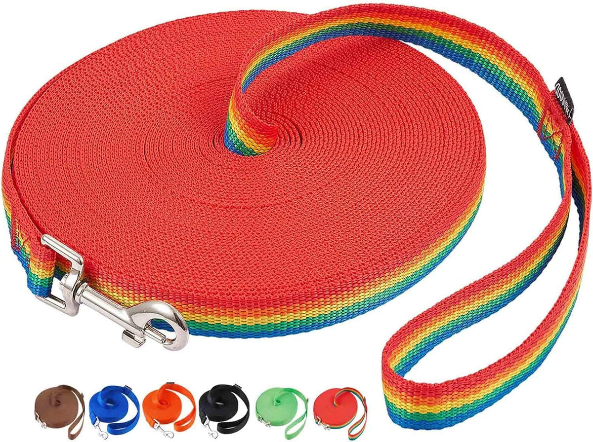 AMAGOOD Dog/Puppy Obedience Recall Training Agility Lead-15 ft 20 ft 30 ft 50 ft Long Leash-for Dog Training,Tie Out,Play,Safety,Camping (15 feet, Black) - PuriLite