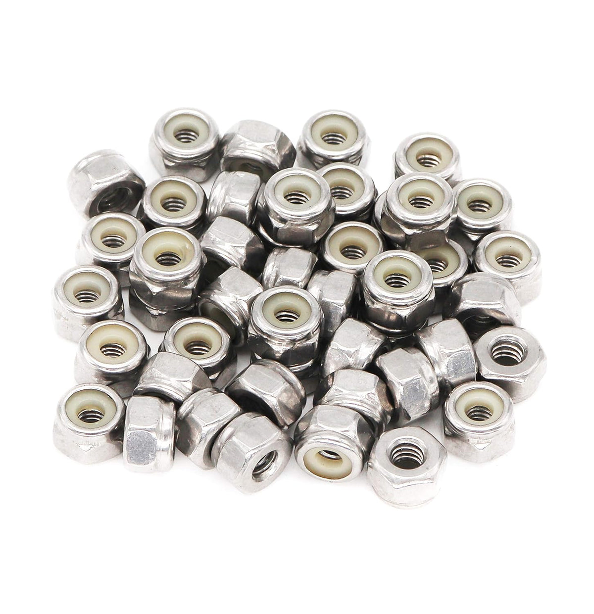 binifiMux 50pcs 1/4-20 Nylon Inserted Self Locking Nuts 304 Stainless Steel - PuriLite