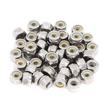 binifiMux 50pcs 1/4-20 Nylon Inserted Self Locking Nuts 304 Stainless Steel - PuriLite