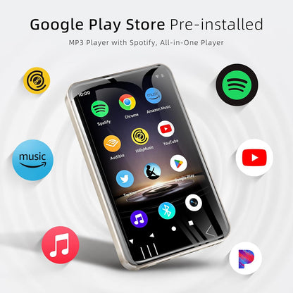 MP3 Player with Bluetooth and WiFi, Music Player with Camera Spotify Pandora,Amazon Music, 4" Touch Screen Android MP4 MP3 Player with Speaker 144GB MP4 & MP3 Player for Travel Sport - PuriLite