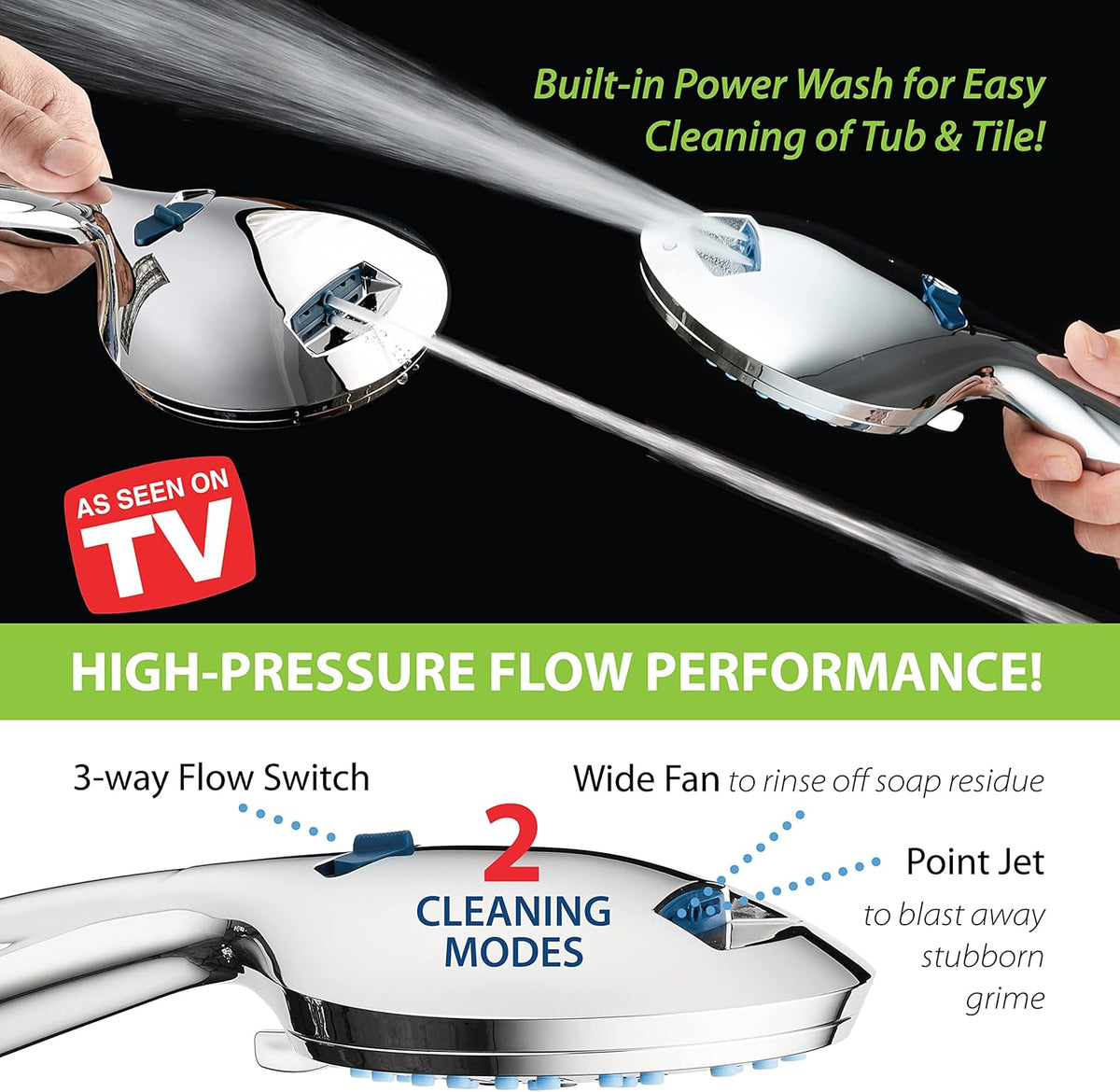 Purilite Select 8-Setting Handheld Shower Head – High Pressure, Self-Cleaning, Total Shower Hygiene System - PuriLite