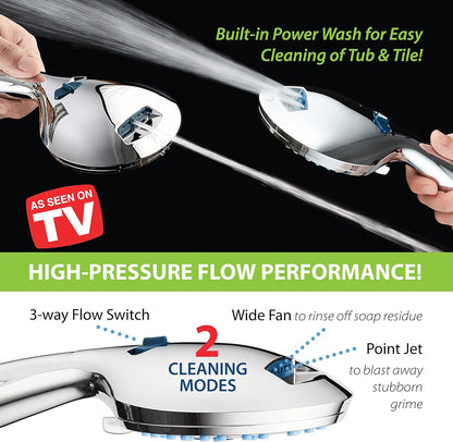 Purilite Select 8-Setting Handheld Shower Head – High Pressure, Self-Cleaning, Total Shower Hygiene System - PuriLite