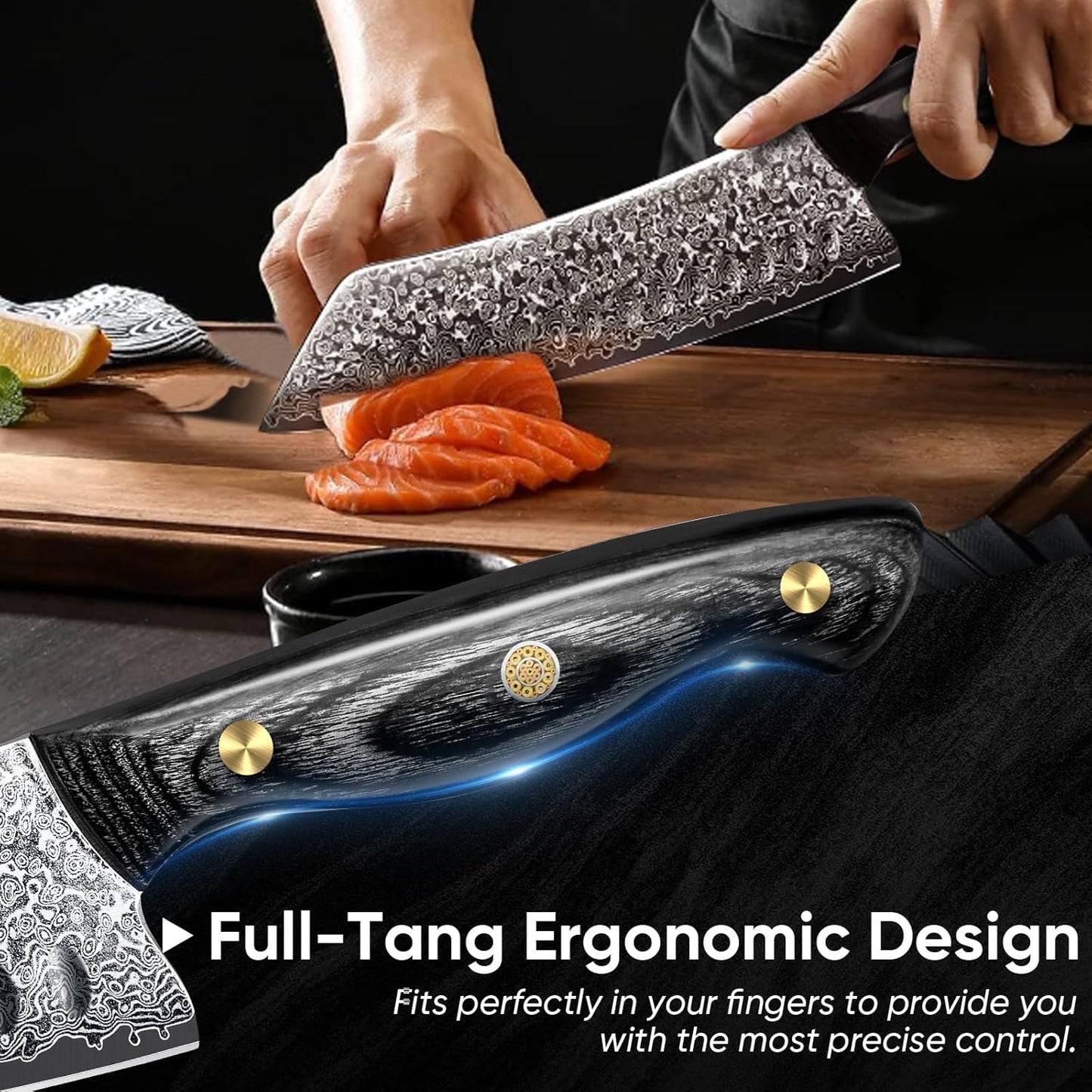 Purple Dragon Damascus Fish Fillet Knife - 7 inch Flexible Boning Knife with VG10 Core, Kitchen Slicing Knife with Full Tang Handle, Birthday Dad Mom Gift - PuriLite
