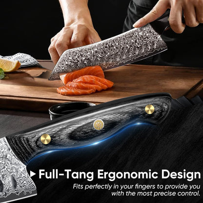 Purple Dragon Damascus Fish Fillet Knife - 7 inch Flexible Boning Knife with VG10 Core, Kitchen Slicing Knife with Full Tang Handle, Birthday Dad Mom Gift - PuriLite
