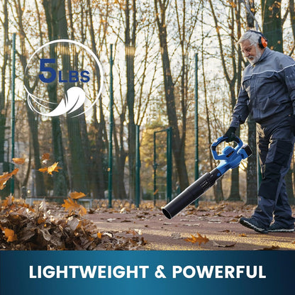 Leaf Blower Cordless,460CFM &190MPH,20V 4.0Ah Upgrade Battery Powered 2-in-1 Leaf Blower(Upgraded),6 Variable Speed,for Blowing Leaves,Debris,Snow and Dust,4.0Ah Battery&Charger Included(Blue) - PuriLite