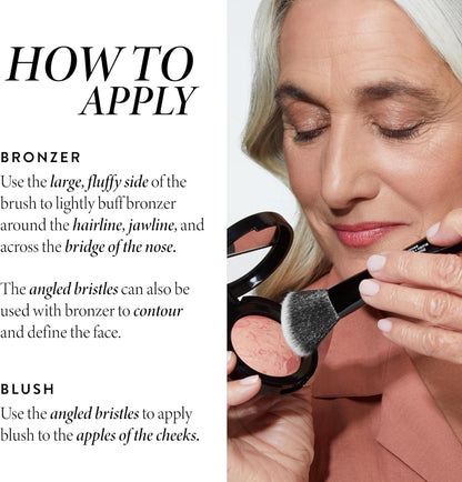 LAURA GELLER NEW YORK Dual-Ended Blush + Bronzer Brush - Blush Bronzer Contour Face Makeup Brush - PuriLite