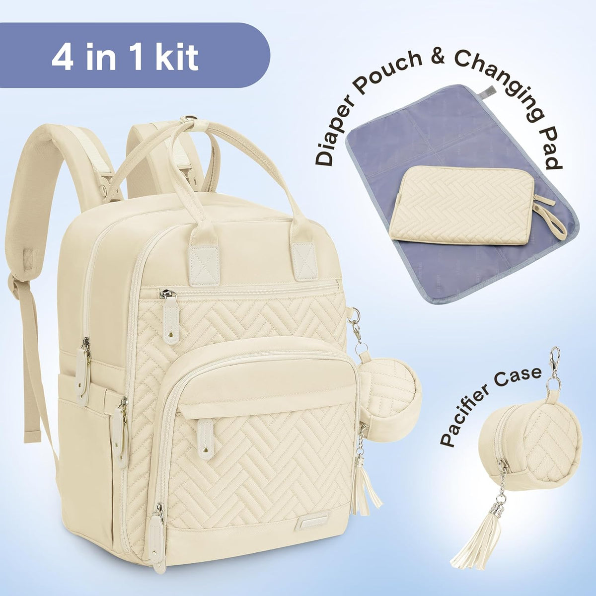 Diaper Bag Backpack, iniuniu Large Baby Bags with Diaper Pouch, Washable Changing Pad, Pacifier Case and Stroller Straps - PuriLite