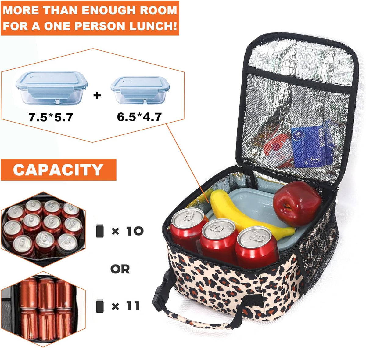 Lunch Box for Men Women Adults Small Lunch Bag for Office Work Picnic - Reusable Portable Lunchbox, Black - PuriLite