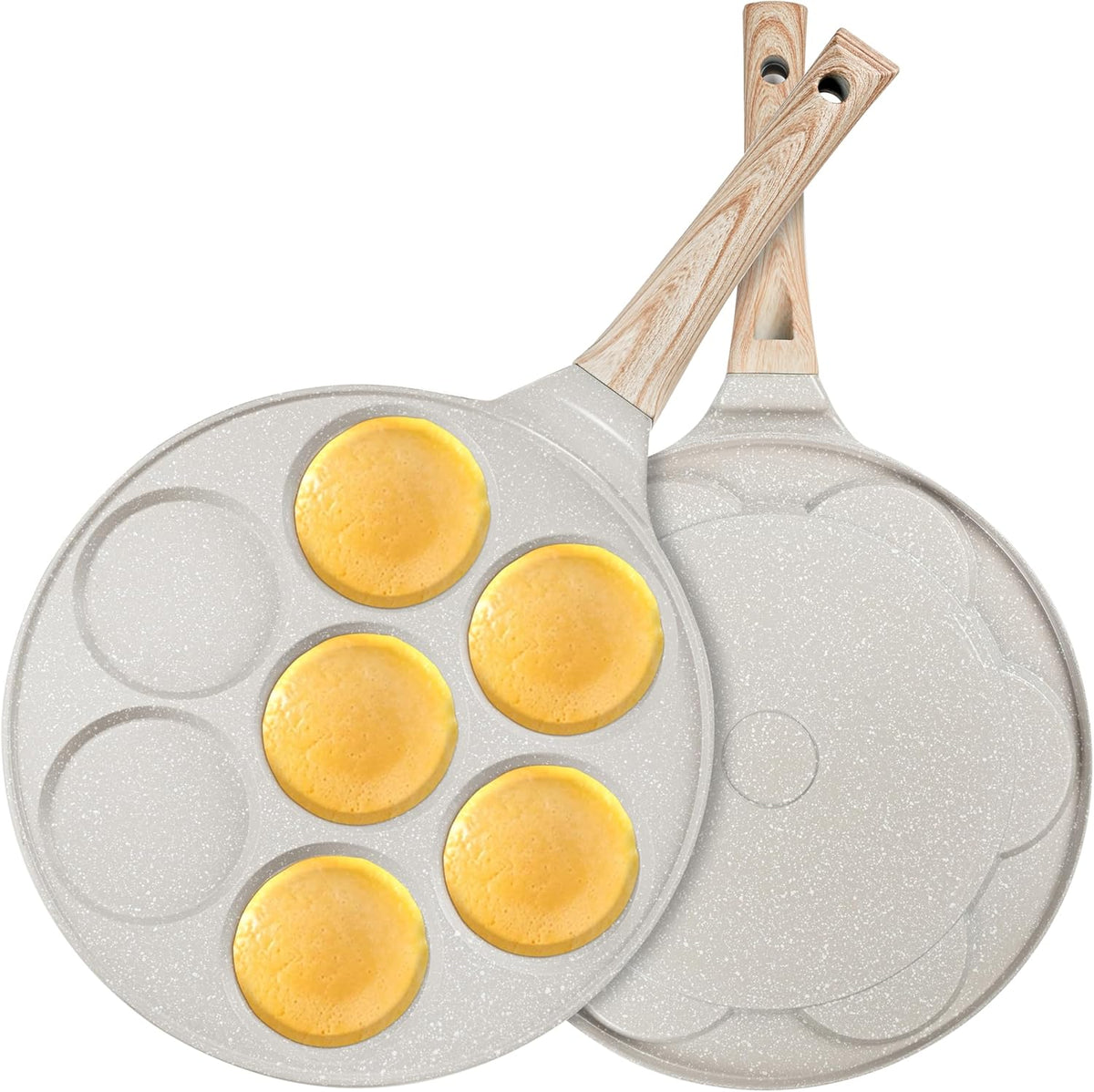 KRETAELY Nonstick Pancake Pan Pancake Griddle with 7-Mold Design Mini Pancake Maker with PFOA Free Coating-Black - PuriLite