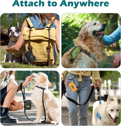 PetBonus Waterproof Dog Poop Bag Holder for leashes, Portable Pet Waste Bag Dispenser, 2 Pouches for Treat Holder and Walking Accessories, Fit All Leashes, Includes 1 Roll of Dog Poop Bags (Green) - PuriLite
