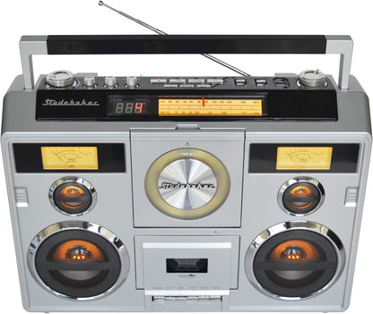 Sound Station Portable Stereo with Bluetooth/CD/AM-FM Radio/Cassette Recorder (Silver) - PuriLite