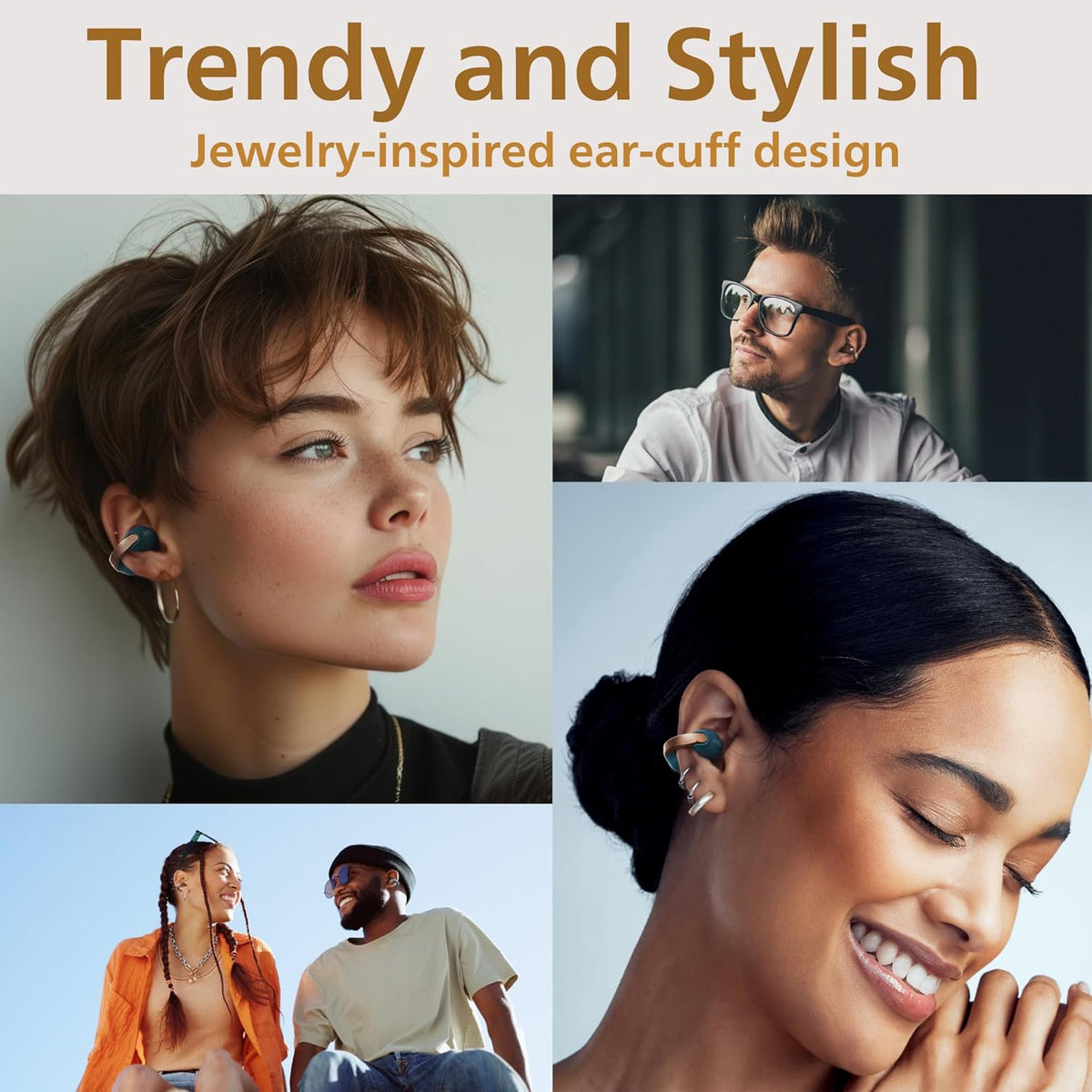 JVC nearphones Open Ear-Cuffs Wireless Headphones with Clasp Mechanism, Multipoint, Single Ear use, BT 5.3, Long Battery Life (up to 24 Hours) - HA-NP1T-A Teal Blue - PuriLite