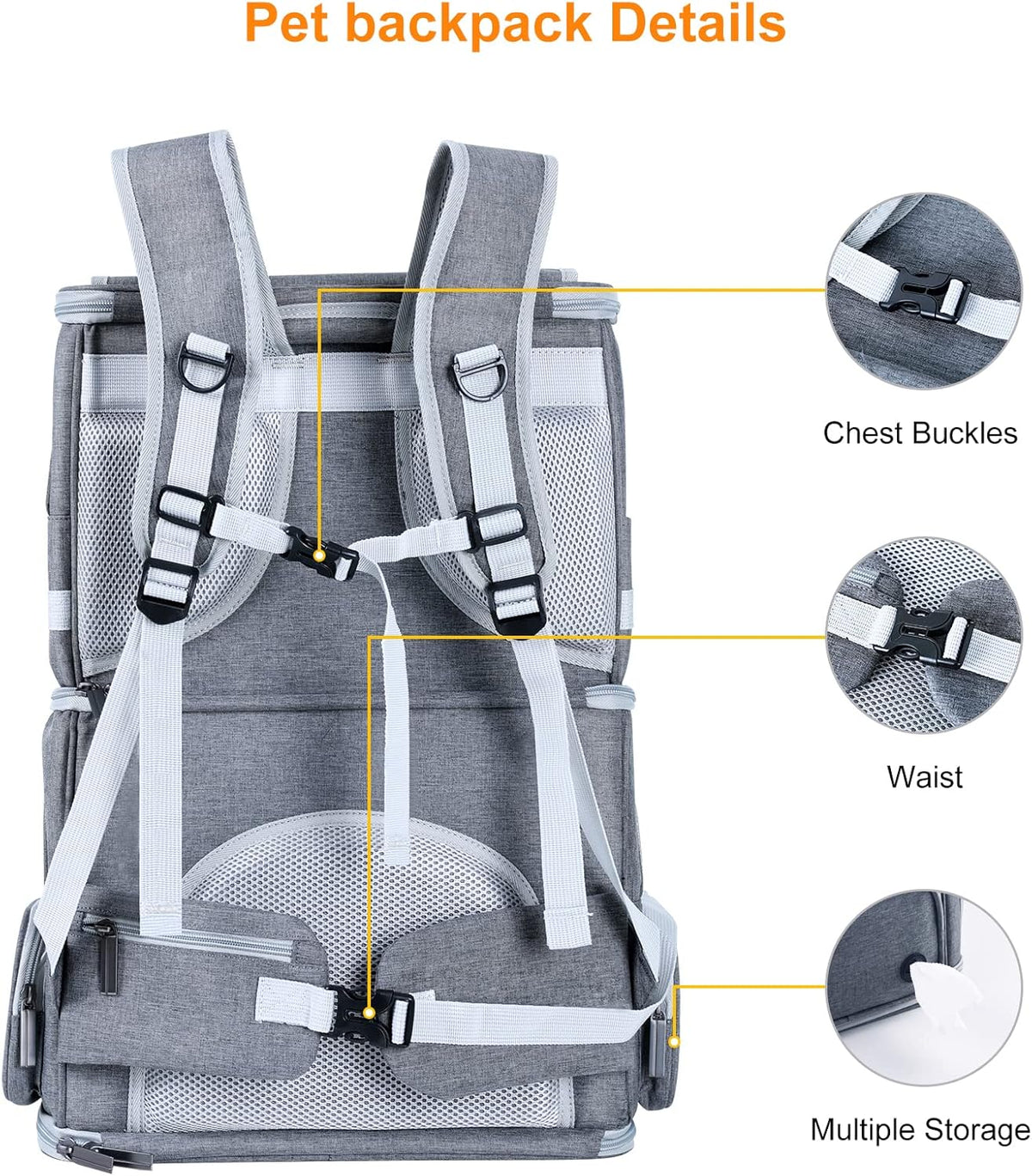 Double Cat Carrier for 2 Cats,Dog Backpack Carrier for Medium Dogs,Double Compartment Pet Carrier Backpack for Dual Pets,for Outdoor Traveling/Stroll and Picnic - PuriLite