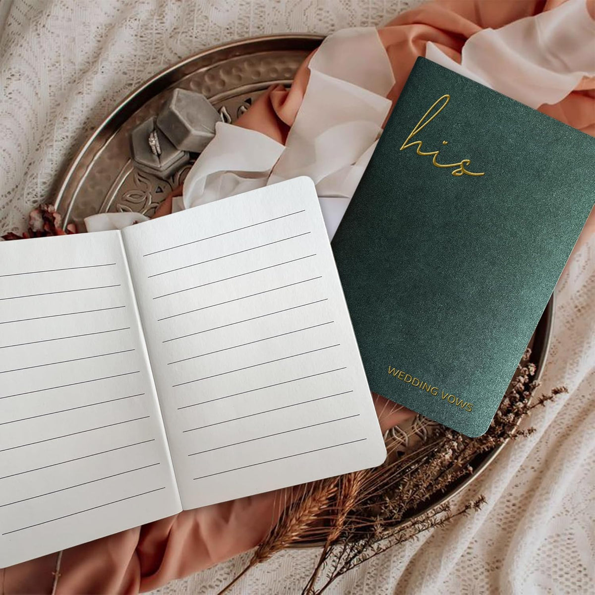 WeddingGiftsWedding Vow Books His and Hers Soft Touch Gold Foil Engraving Vow Books Wedding Essentials Wedding Accessories(TR-HH-Black) - PuriLite