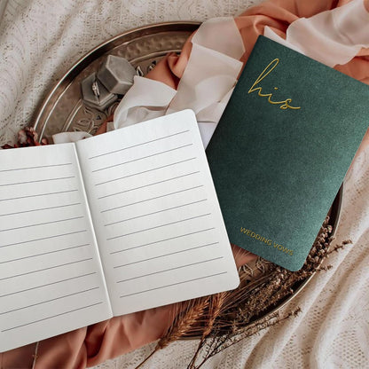 WeddingGiftsWedding Vow Books His and Hers Soft Touch Gold Foil Engraving Vow Books Wedding Essentials Wedding Accessories(TR-HH-Black) - PuriLite