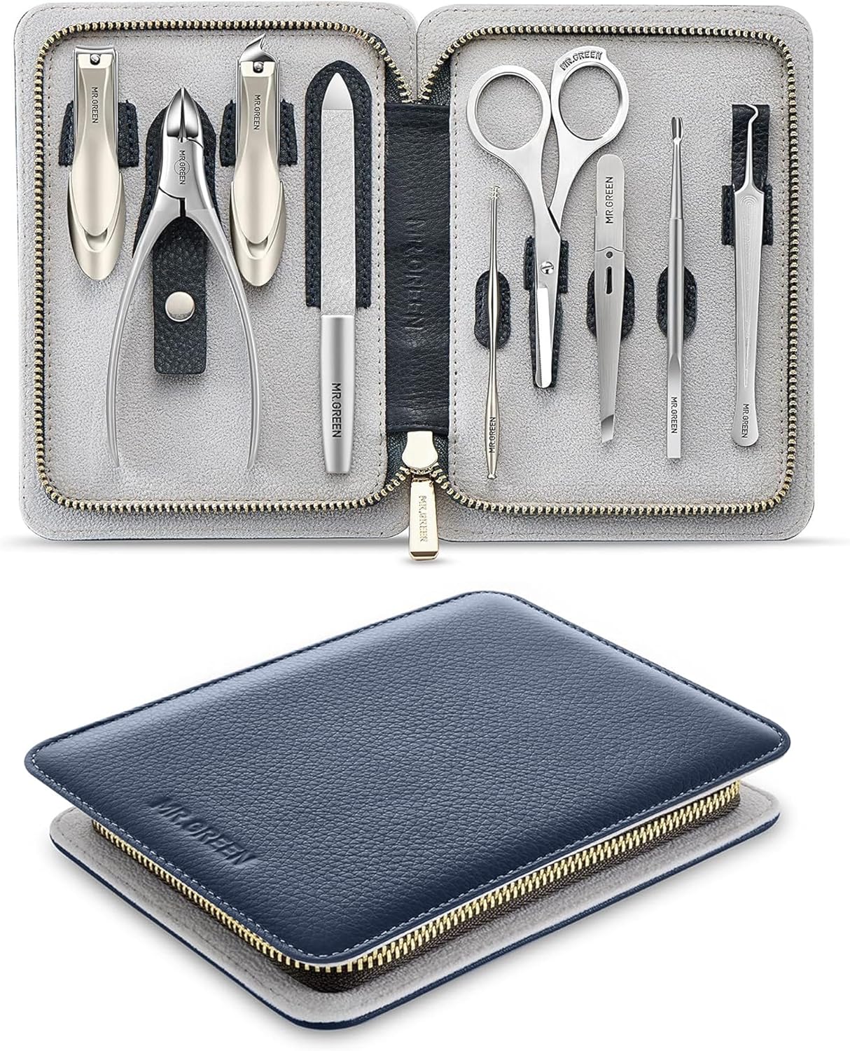 Manicure Set, Pedicure Sets, Nail Clipper Sets, Stainless Steel Professional Nail Cutter Kits with Travel Case (12 Count) - PuriLite