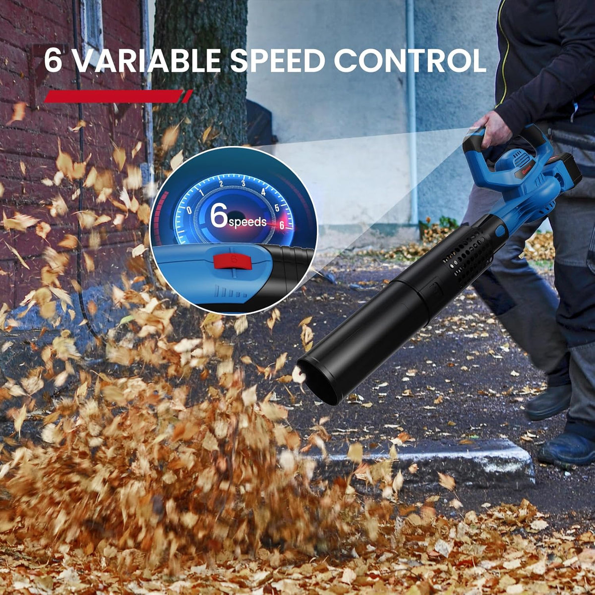 Enhulk 20V 4.0Ah Cordless Leaf Blower,460CFM &190MPH,2-in-1 Battery Powered Leaf Blower,6 Variable Speed,for Blowing Leaves,Debris,Snow and Dust,4.0Ah Battery&Charger Included - PuriLite