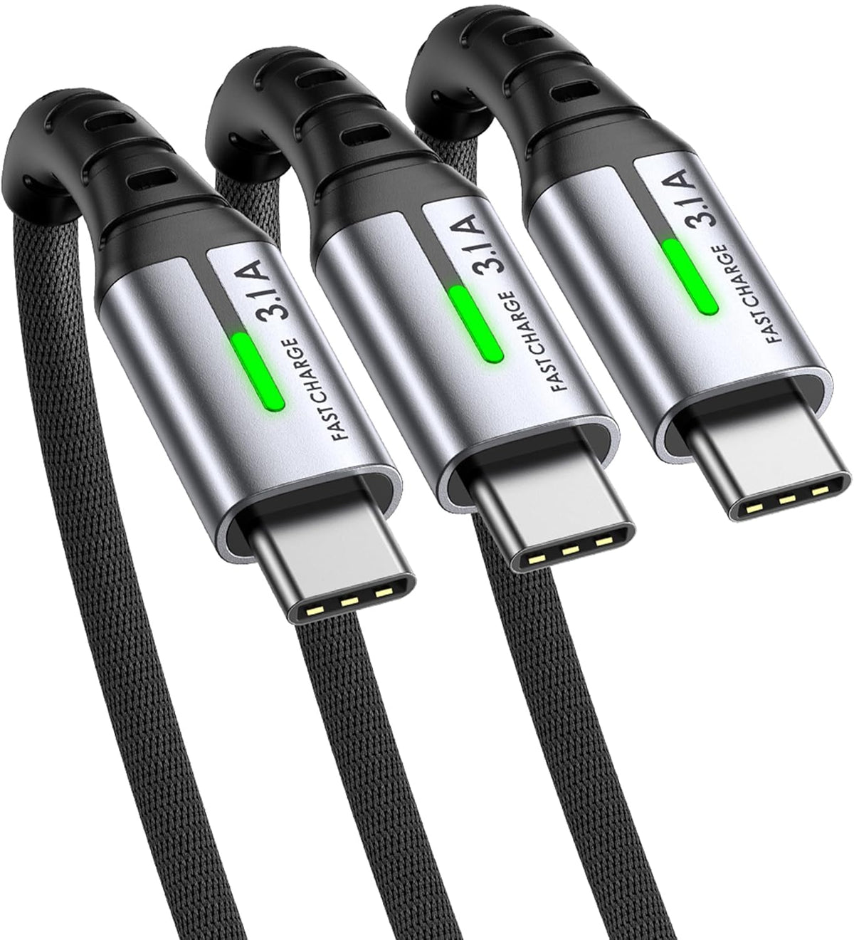 USB C Cable, INIU 3.1A Type C Cable Fast Charging (6.6ft), Zinc Alloy Braided Data USB-C Cable, USB A to USB C Charger Cable for iPhone 16 15 14 Pro Max iPad Samsung S22 S21 Huawei Xiaomi OnePlus - PuriLite