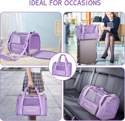BurgeonNest Cat Carriers for Medium Cats Under 25 lbs, Pet Carrier for Cats with Unique Side Bag,Top Load Small Pet Carrier Soft-Sided Escape Proof with 4 Ventilated Windows - PuriLite