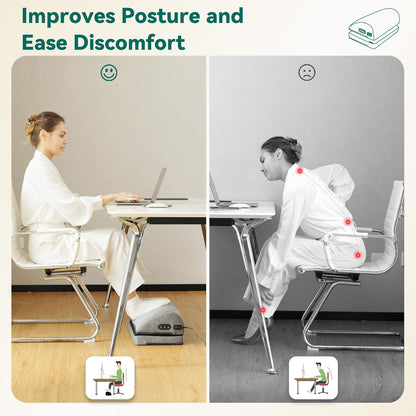 Snailax Foot Rest Under Desk at Work, 2 Heating Levels, 3 Vibrating Massage Modes, Heated Ergonomic Foot Stool with Adjustable Height, Office & Gaming Home Use, Grey - PuriLite