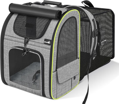 Pecute Pet Carrier Backpack, Dog Carrier Backpack Expandable with Breathable Mesh for Pets ＜6kg, Pet Backpack Carrier for Hiking Travel Camping Outdoor - PuriLite