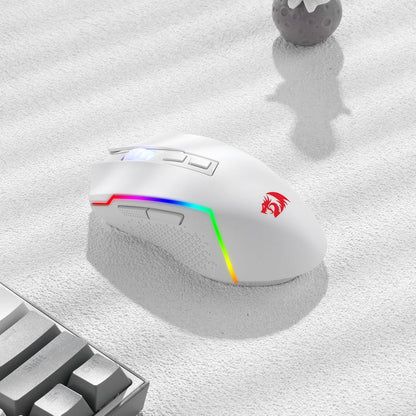Redragon M693 Wireless Gaming Mouse, 8000 DPI Wired/Wireless Mouse w/ 3-Mode Connection, BT & 2.4G Wireless, 7 Macro Buttons, Durable Power Capacity for PC/Mac/Laptop - PuriLite