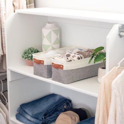 OrganiHaus Large Fabric Storage Baskets for Shelves 3 Pack, 15x11in Closet Storage Bins for Shelves, Cloth Baskets, Fabric Storage Cubes, Linen Closet Organizers, Fabric Basket, White Basket - PuriLite