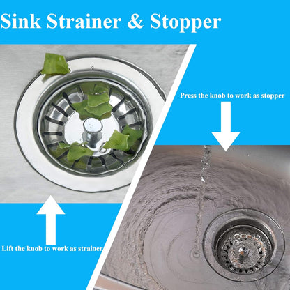 [2 Pack] IUYPKQ Kitchen Sink Strainer - Sink Drain Stopper - Kitchen Sink Plug with Anti-Clogging Basket - Bouchon Evier Cuisine - PuriLite