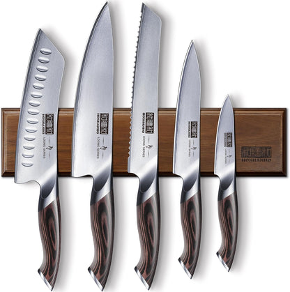 Knife Set with Magnetic Knife Holder, 6 Pieces Japanese High Carbon Stainless Steel Kitchen Knife Sets, Ultra Sharp Professional Chef Knives Sets - PuriLite
