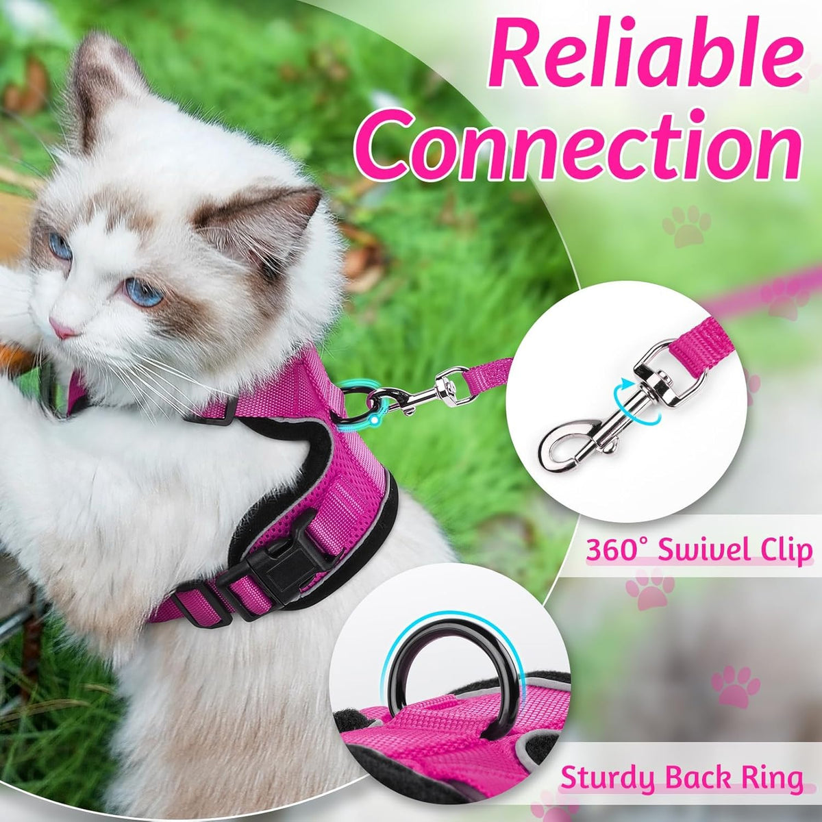 rabbitgoo Cat Harness and Leash for Walking, Escape Proof Soft Adjustable Vest Harnesses for Small Medium Cats, Easy Control Breathable Reflective Strips Jacket, XS, Black - PuriLite