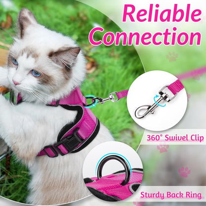 rabbitgoo Cat Harness and Leash for Walking, Escape Proof Soft Adjustable Vest Harnesses for Small Medium Cats, Easy Control Breathable Reflective Strips Jacket, XS, Black - PuriLite