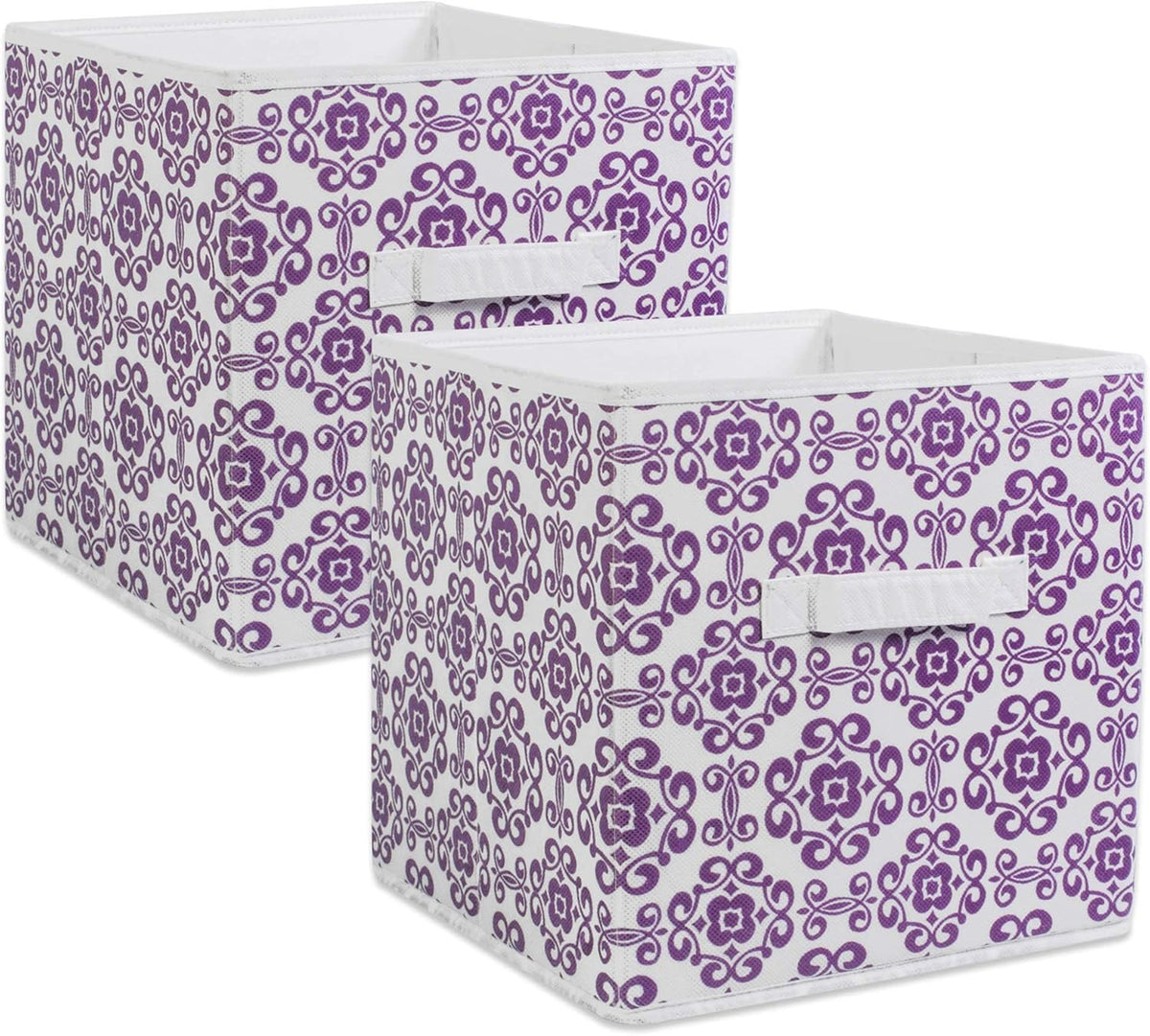 DII Foldable Fabric Storage Containers for Nurseries, Offices, Closets, Home Decor, Cube Organizers & Everyday Storage Needs, (Large - 11 x 11 x 11) Scroll Nautical Blue - Set of 2 - PuriLite