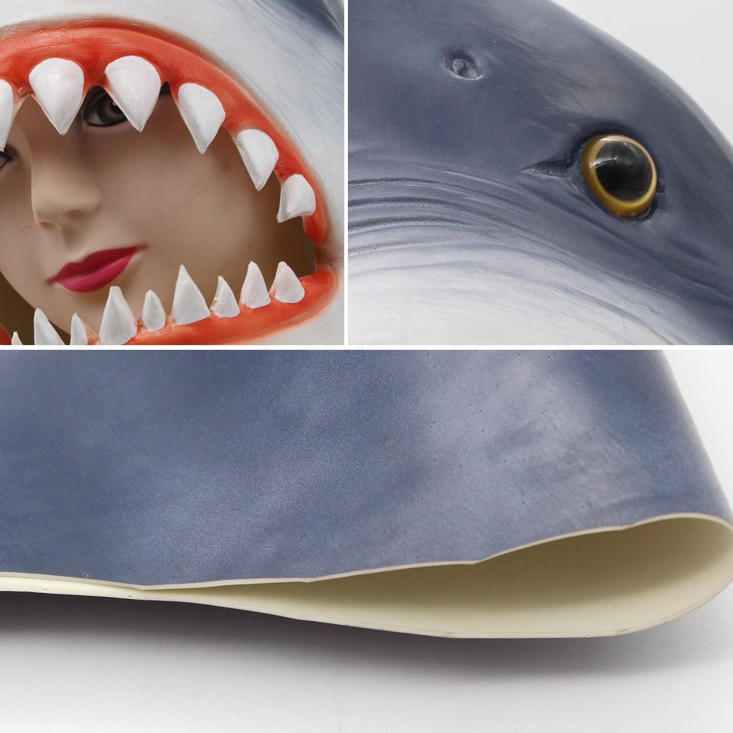 Shark Mask Fish Costume Mask Novelty Halloween Costume Party Latex Animal Head Mask - PuriLite