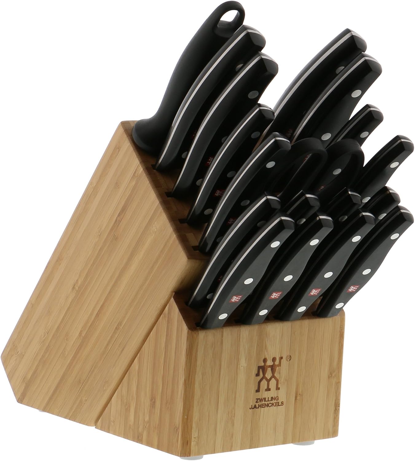 ZWILLING Twin Signature 19-pc Kitchen Knife Set with Block, Chef Knife, Professional Chef Knife Set, German Knife Set Light Brown - PuriLite