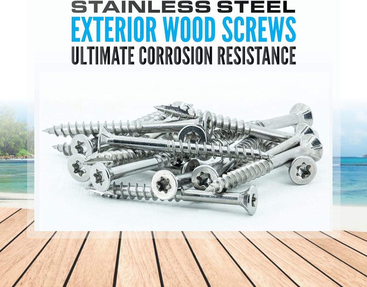#10 x 3 Inch Stainless Steel Deck Screws 350 Pieces | T25 Star Torx Drive Flat Head | 304 Grade Stainless Steel Wood Screws High Corrosion Resistance by Allen's Trading Co. Eagle Claw Fasteners - PuriLite