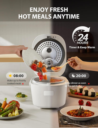 TOSHIBA Rice Cooker 5.5 Cup Uncooked – LED Display with 15 Cooking Functions, 3D Heating Technology, 24-Hr Delay Timer and Auto Keep Warm, Ceramic Inner Pot | White