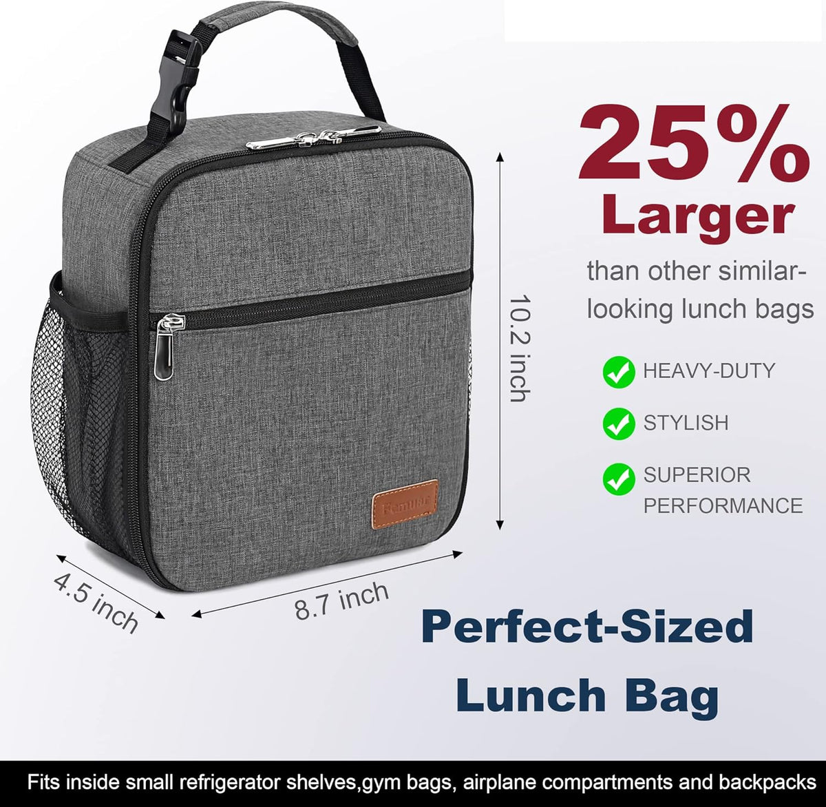 Lunch Box for Men Women Adults Small Lunch Bag for Office Work Picnic - Reusable Portable Lunchbox, Black - PuriLite