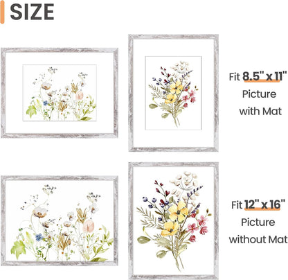 upsimples 11x14 Picture Frame, Display Pictures 8x10 with Mat or 11x14 Without Mat, Wall Hanging Photo Frames, Black - PuriLite