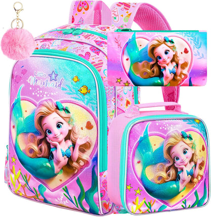 3pcs Backpack for Boys and Girls, 16” Kids Kindergarten Bookbag with Lunch Box, Cute Elementary Backpacks for Boy Girl - PuriLite
