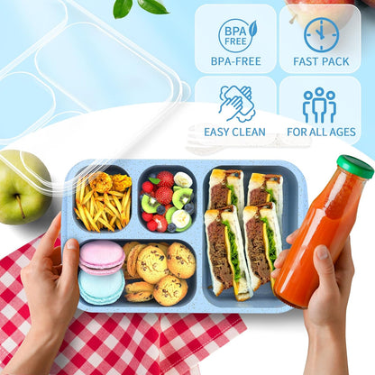 Large Capacity Bento Box for Adults, 4-Piece Set – Stackable Lunch Box with 4 Compartments, Microwave & Dishwasher Safe, Reusable Meal Prep Containers, Snack Containers for Kids & Adults (4 Colors) - PuriLite