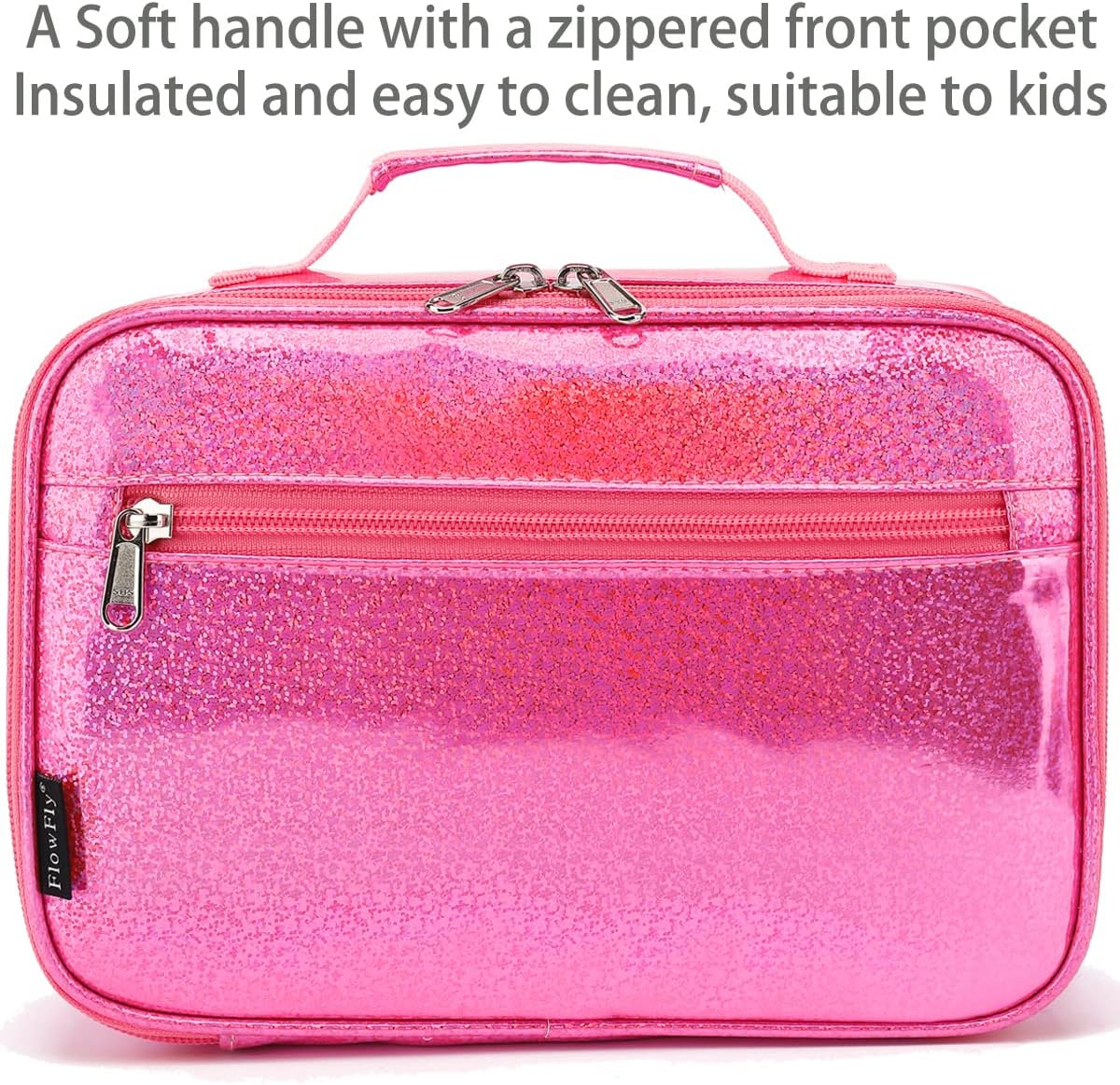 FlowFly Kids Lunch Box Insulated Soft Bag Mini Cooler Back to School Thermal Meal Tote Kit for Girls, Boys, Black - PuriLite