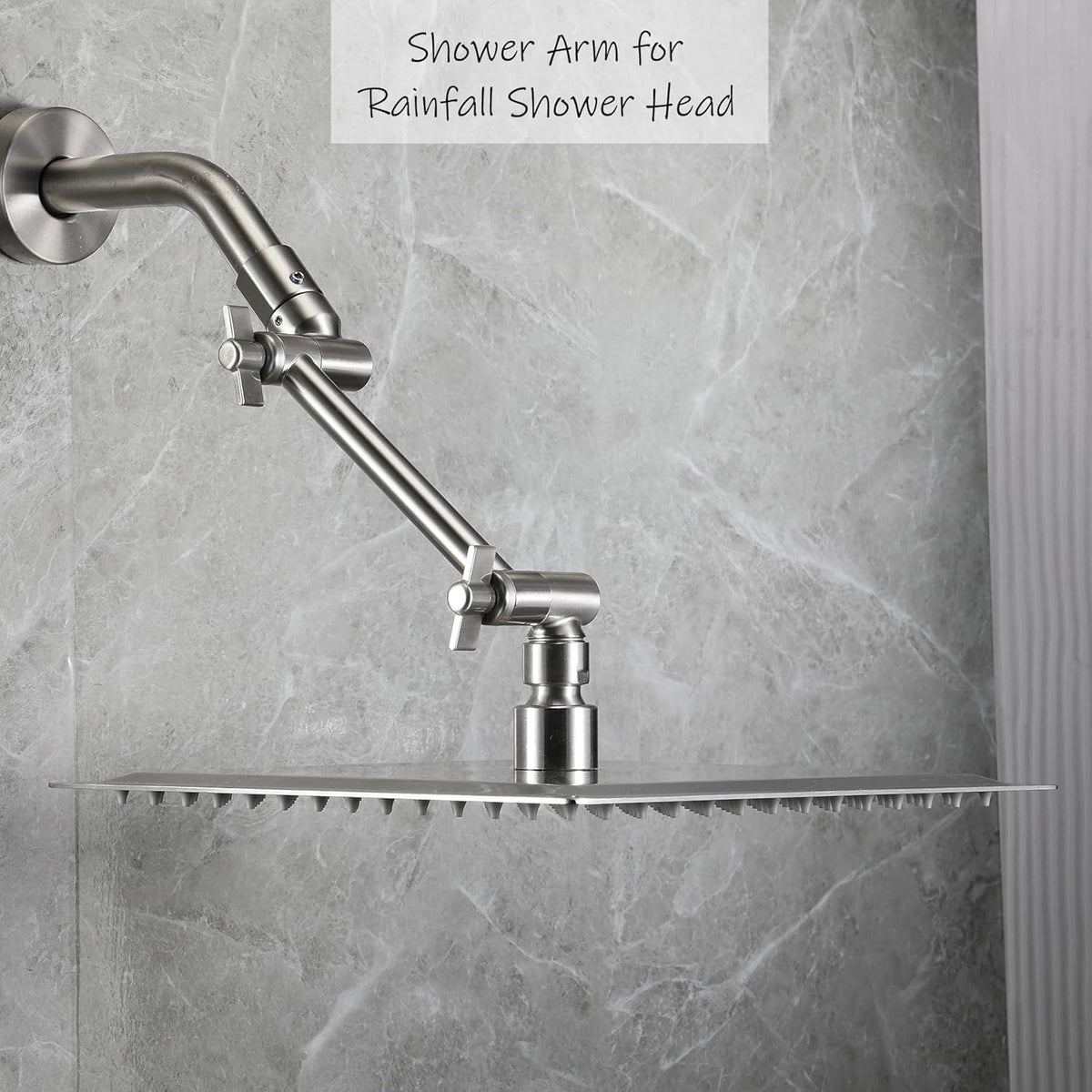 Shower Head Extension Arm, 6 Inch Adjustable Shower Arm Extender for Handheld/Fixed/Rain Shower Head, All Metal Showerhead Arm with G1/2 Universal Connector, Easy Installation, Brushed Nickel - PuriLite