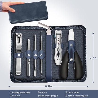 Toenail Clippers for Seniors Thick Toenails - Wide Jaw Opening Large Toe Nail Clippers for Thick Ingrown Nails, Professional Sharp Heavy Duty Nail Clipper Cutter for Mens Seniors with Leather Case - PuriLite