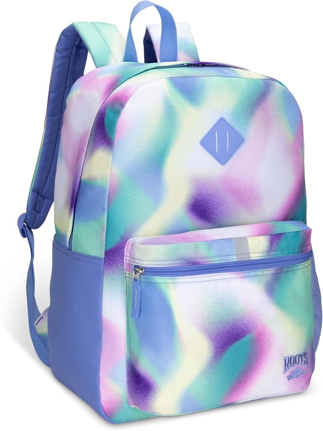 Roots Teen Lightweight Backpack — Made from Recycled Polyester with 15.6" Laptop Compartment, Rain Flap, Bottle Pocket, Reflective Accent, and Back Padding — 34L, Black - PuriLite